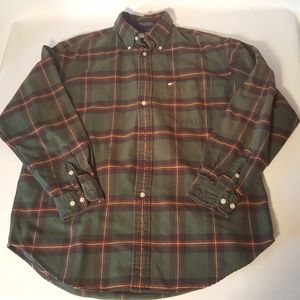 Tommy Hilfiger Green Yellow Plaid Cotton Button M